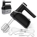 Cordless Electric Hand Mixer: 12 Speeds Powerful Handheld Mixer with 6 Stainless Steel Attachments (2 Beaters, 2 Dough Hooks, 2 Whisks), Snap-On Storage Case & Eject Button (Black)