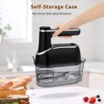 Cordless Electric Hand Mixer: 12 Speeds Powerful Handheld Mixer with 6 Stainless Steel Attachments (2 Beaters, 2 Dough Hooks, 2 Whisks), Snap-On Storage Case & Eject Button (Black)