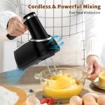 Cordless Electric Hand Mixer: 12 Speeds Powerful Handheld Mixer with 6 Stainless Steel Attachments (2 Beaters, 2 Dough Hooks, 2 Whisks), Snap-On Storage Case & Eject Button (Black)