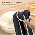 Cordless Electric Hand Mixer: 12 Speeds Powerful Handheld Mixer with 6 Stainless Steel Attachments (2 Beaters, 2 Dough Hooks, 2 Whisks), Snap-On Storage Case & Eject Button (Black)