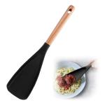 Qiyuda Silicone Spatula Spoon, BPA-Free Multifunction Wooden Handles Serving Spoon Scrape Cooking Utensils