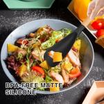 Qiyuda Silicone Spatula Spoon, BPA-Free Multifunction Wooden Handles Serving Spoon Scrape Cooking Utensils