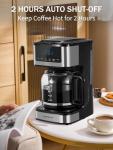 Ihomekee Coffee Maker, Programmable Drip Coffee Maker 12 Cup, Regular & Strong Brew Drip Coffee Machine with Iced Coffee Function for Home and Office, Black & Stainless Steel