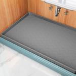 TigeJoy Under Sink Mat for Kitchen Cabinet 34" x 22", Upgraded Thick Silicone Waterproof Protector with Raised Edge, Anti-Leak Shelf Liner for Bathroom Tray Sink Organizers and Storage