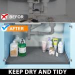TigeJoy Under Sink Mat for Kitchen Cabinet 34" x 22", Upgraded Thick Silicone Waterproof Protector with Raised Edge, Anti-Leak Shelf Liner for Bathroom Tray Sink Organizers and Storage