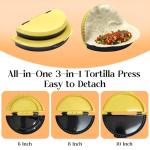 Twostubir Tortilla Sealer and Crimper for 6, 8, 10 Inch Wraps | 3-in-1 Manual Press for Homemade Burritos, Quesadillas, Tacos, and Calzones