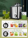 Juilist Juicer Machines with Anti-drip & Anti-slip Function, Centrifugal Juicer Whole Fruit and Vegetable with 3-inch Wide Food Chute, 2 Speeds, Recipe Included, Easy to Clean