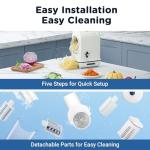 Electric Cheese Grater, Salad Maker, 3 Replaceable Stainless Blades, Food Container, Built-in Blade Storage, Electric Salad Machine for Cheeses, Fruits, Vegetables – Easy Cleanup & Assembly (White)