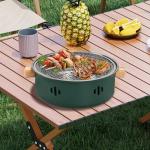 BSDLZCH Portable Charcoal Barbecue Grill, 1pc Mini BBQ Grill Multifunctional Charcoal Grill Smokeless Round Tabletop Charcoal Grill for Indoor Outdoor Cooking Home Party Picnic Camping (Green)