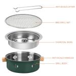 BSDLZCH Portable Charcoal Barbecue Grill, 1pc Mini BBQ Grill Multifunctional Charcoal Grill Smokeless Round Tabletop Charcoal Grill for Indoor Outdoor Cooking Home Party Picnic Camping (Green)