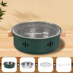 BSDLZCH Portable Charcoal Barbecue Grill, 1pc Mini BBQ Grill Multifunctional Charcoal Grill Smokeless Round Tabletop Charcoal Grill for Indoor Outdoor Cooking Home Party Picnic Camping (Green)