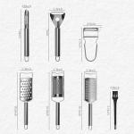 Cheese Grater Set, 7-Piece Zester Grater Peeler Set Stainless Steel Kitchen Utensil Set for Bar Restaurant Home Ginger Lemon Fruit Chocolate Vegetables Apple Gift for Christmas Birthday Housewarming