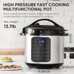 DUMOS 16-in-1 Electric Pressure Cooker 8 QT Stainless Steel Multi Cooker Electric for Pressure, Rice, Steamer, Yogurt Maker, Slow Cook, Black