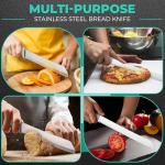 HAUSHOF Bread Knife with Sheath, 10-Inch Serrated Bread Knife for Homemade Bread, Premium Stainless Steel Bread Cutter with Gift Box for Mom Dad
