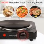 MOOESSVE Countertop Single Cast Iron Burner 1000 Watts Electric Hot Plate with Adjustable Temperature 6.1" Cooktop for Dorm, Office, Home, Camp, Compatible for All Cookwares
