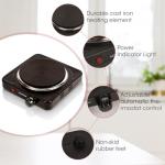 MOOESSVE Countertop Single Cast Iron Burner 1000 Watts Electric Hot Plate with Adjustable Temperature 6.1" Cooktop for Dorm, Office, Home, Camp, Compatible for All Cookwares