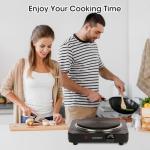 MOOESSVE Countertop Single Cast Iron Burner 1000 Watts Electric Hot Plate with Adjustable Temperature 6.1" Cooktop for Dorm, Office, Home, Camp, Compatible for All Cookwares