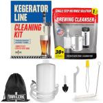 Kegerator Cleaning Kit with 1 LB Beer Line Cleaner Made in USA – 30+ Uses, Complete Keg Cleaning Kit with Metal Coupler, Squeeze Bottle, Wrench, Detailed Instructions, Storage Bag & Beer Tap Brush