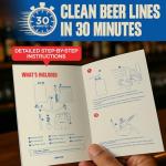 Kegerator Cleaning Kit with 1 LB Beer Line Cleaner Made in USA – 30+ Uses, Complete Keg Cleaning Kit with Metal Coupler, Squeeze Bottle, Wrench, Detailed Instructions, Storage Bag & Beer Tap Brush