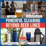 Kegerator Cleaning Kit with 1 LB Beer Line Cleaner Made in USA – 30+ Uses, Complete Keg Cleaning Kit with Metal Coupler, Squeeze Bottle, Wrench, Detailed Instructions, Storage Bag & Beer Tap Brush