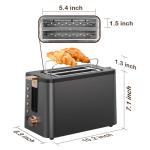 Mecity Toaster 2 Slice Stainless Steel Body Timer, Bagel/Defrost/Reheat/Cancel Functions,Warming Rack, Removable Tray, 6 Browning Settings, Extra Wide Slots, Bread Toaster, 120V 800W Grey