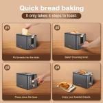 Mecity Toaster 2 Slice Stainless Steel Body Timer, Bagel/Defrost/Reheat/Cancel Functions,Warming Rack, Removable Tray, 6 Browning Settings, Extra Wide Slots, Bread Toaster, 120V 800W Grey