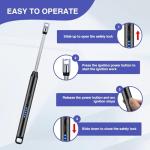 2 PCS Candle Lighter, Electric Lighter Arc Windproof Flameless with 360° Flexible Neck & LED Power Display, Lighters for Candle for BBQ, Grill, Camping, Fireplace, Stove