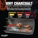 Char-Griller® King-Griller Gambler Charcoal Grill and Smoker with Damper Smoke Control, Cast Iron Grates, and Side Shelf, 315 Cooking Square Inches in Black, Model E1416