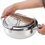 Yopay Deep Fryer Pot 304 Stainless Steel, 3.4L Frying Chicken Pot with Thermometer Control and Lid, Japanese Style Tempura Fryer Pot