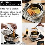 Yopay Deep Fryer Pot 304 Stainless Steel, 3.4L Frying Chicken Pot with Thermometer Control and Lid, Japanese Style Tempura Fryer Pot