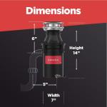 Amana A33 Kitchen Garbage Disposal with Power Cord, 1/3 HP Motor Continuous Feed Food Waste Disposer, A33 W/C