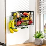 YIWANFW Magnetic Shelf for Fridge, Fruit Potato and Onion Storage Bins, Magnetic Spice Rack Shelves for Side of Refrigerator, Fruit Basket Magnetic Fridge Shelf Kitchen Pantry Storage Organizer