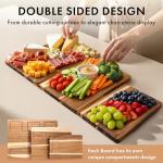 Acacia Wood Cutting Board for Kitchen, Non-Toxic Cutting Board Set of 3, Chopping Boards with Deep Juice Groove for Meat, Cheese & Vegetables - Durable & Double sided with serving Compartments