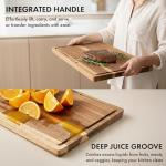 Acacia Wood Cutting Board for Kitchen, Non-Toxic Cutting Board Set of 3, Chopping Boards with Deep Juice Groove for Meat, Cheese & Vegetables - Durable & Double sided with serving Compartments