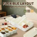 Divided Serving Tray for Candy, Condiment, Fruits and Nuts - Dishwasher Safe Snackle Box Container with Lid - Portable Charcuterie Board for Parties, Picnics, Travel and On-the-Go Snacking (6 Cups)