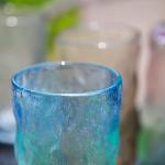 TOSSOW Drinking Glasses Set of 2,Mixed Drink Glassware Sets Glacier Pattern Colorful Glass Water Cups for Wine, Beer, Juice, Mojito and Cocktail(12 oz)