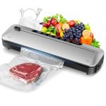 Vacuum Sealer for Food,75 Kpa Precision Suction Power 6-in-1 Food Sealer with Digital Timer, Dry & Moist Food Modes, Compact Design with 10 Vacuum Bags & Built-in Cutter