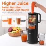 Cold Press Juicer Machines with 5.4" Wide Feed Chute - Slow Masticating Juicer Extractor for Whole Fruits & Vegetables - Quiet Motor, Easy to Clean with Brush - High Juice Yield - Black