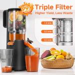 Cold Press Juicer Machines with 5.4" Wide Feed Chute - Slow Masticating Juicer Extractor for Whole Fruits & Vegetables - Quiet Motor, Easy to Clean with Brush - High Juice Yield - Black