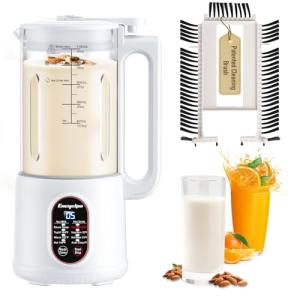 Encyclpo 40oz Nut Milk Maker - Automatic Soy Milk Maker with Spin Clean Brush & Nut Milk Bag - Homemade Almond, Oat, Coconut, Soy Milk - Auto Clean, Boil Water, Delay Start, Keep Warm