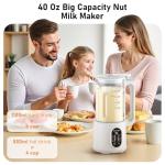 Encyclpo 40oz Nut Milk Maker - Automatic Soy Milk Maker with Spin Clean Brush & Nut Milk Bag - Homemade Almond, Oat, Coconut, Soy Milk - Auto Clean, Boil Water, Delay Start, Keep Warm
