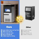 ADVWIN Commercial Ice Maker Machine, 100Lbs/24H with 33Lbs Storage Bin, 45Pcs Clear Ice Cubes/Cycle, 2-Way Add Water, Under Counter Freestanding Ice Maker