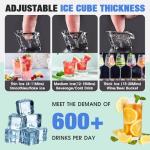 ADVWIN Commercial Ice Maker Machine, 100Lbs/24H with 33Lbs Storage Bin, 45Pcs Clear Ice Cubes/Cycle, 2-Way Add Water, Under Counter Freestanding Ice Maker