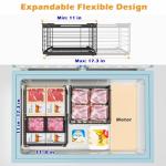 NADAMOO Freezer Organizer Bins, 2 Packs Large Expandable Stackable Chest Freezer Containers with Handle, Metal Adjustable Storage Baskets for Fridge, Deep Freezer, Cabinet, Kitchen, Pantry - Black