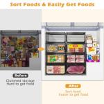 NADAMOO Freezer Organizer Bins, 2 Packs Large Expandable Stackable Chest Freezer Containers with Handle, Metal Adjustable Storage Baskets for Fridge, Deep Freezer, Cabinet, Kitchen, Pantry - Black