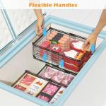 NADAMOO Freezer Organizer Bins, 2 Packs Large Expandable Stackable Chest Freezer Containers with Handle, Metal Adjustable Storage Baskets for Fridge, Deep Freezer, Cabinet, Kitchen, Pantry - Black