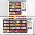 NADAMOO Freezer Organizer Bins, 2 Packs Large Expandable Stackable Chest Freezer Containers with Handle, Metal Adjustable Storage Baskets for Fridge, Deep Freezer, Cabinet, Kitchen, Pantry - Black