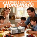 JoyMech Yogurt Maker Machine with Two 1-Quart Containers for Larger Batches, Oatmeal, Pudding, or Jello, Food-Grade Martial, One-touch Control, Homemade Yogurt