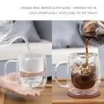 ymoxyi double wall glass coffee mugs 15.2oz glass mugs with handles cappuccino cup coffee mugs set of 4 coffee cups