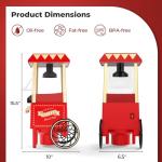COSTWAY Retro Hot Air Popcorn Maker 1200W, Oil-Free & Fat-Free, Makes 12 Cups, Countertop Popcorn Machine with Kernel Measuring Cup for Home Party, Movie Night